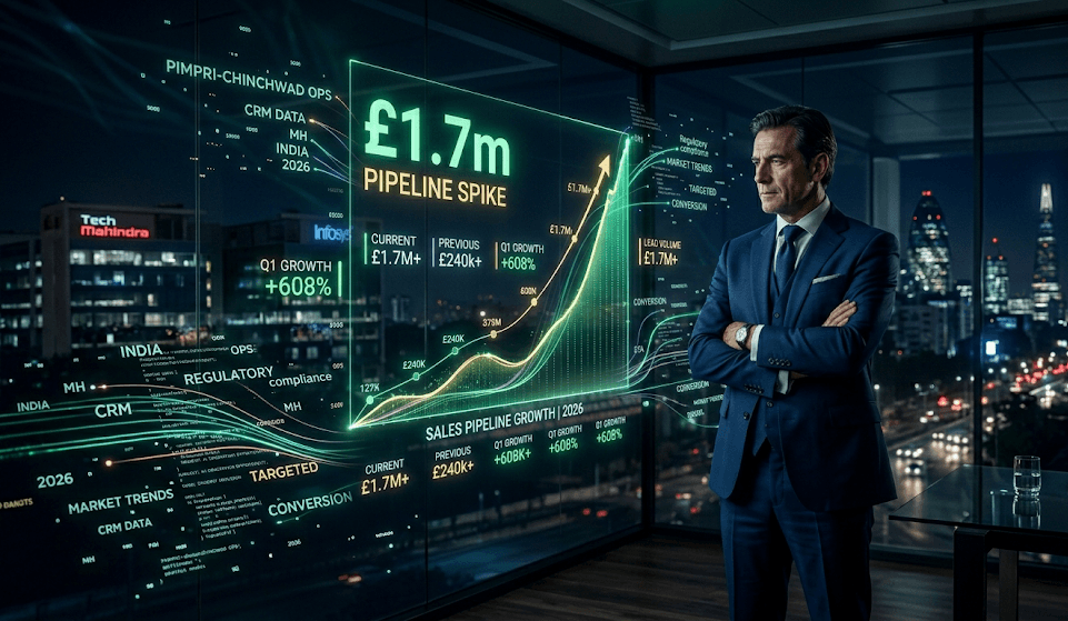 Case Study - Before/After metrics: 6-8 hrs → <2 min response, £2.1m → £3.8m pipeline, 2.3 month payback